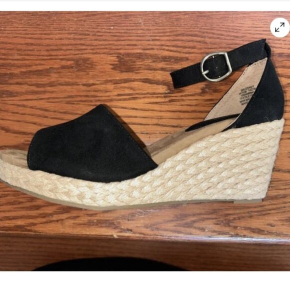 Womens Black Wedge Sandals Size 10.5M Seleeney Style & Co. 3" Espadrille Heel - Picture 9 of 16